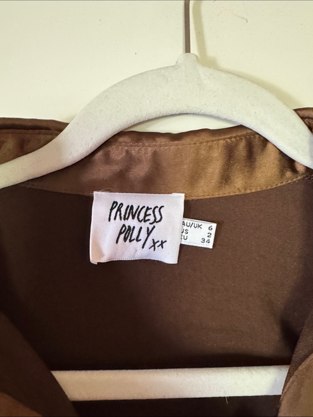 Princess Polly brown Satin Button-Up Blouse - Picture 2 of 4